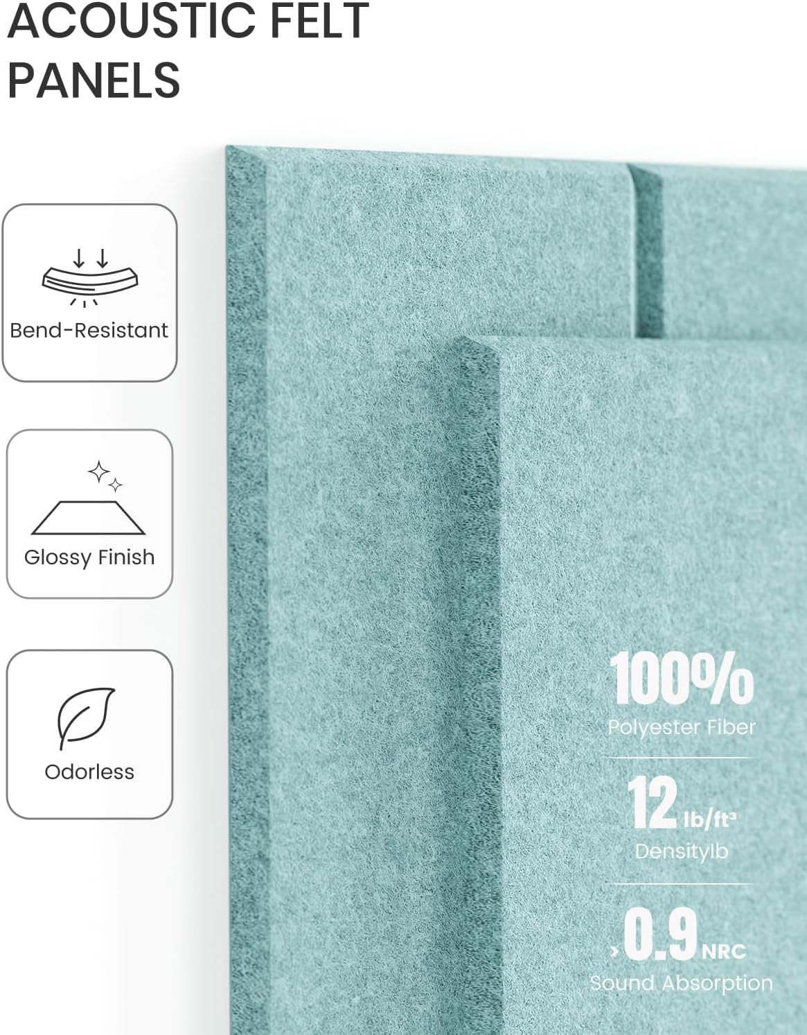 Large Felt Bulletin Board 48" x 36" Cork Alternative-12 Pack with 70 Safe Removable Adhesive Tabs, Boards for Walls Home Office Classroom Pin Board-Teal Blue