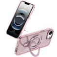 thumbnail image 3 of XPM for Apple iPhone 16e Phone Case, Transparent Glitter Bling Case with Rotating Magnetic Ring Stand, Shockproof Hybrid Cover for Apple iPhone 16 E (6.1") (Pink), 3 of 8