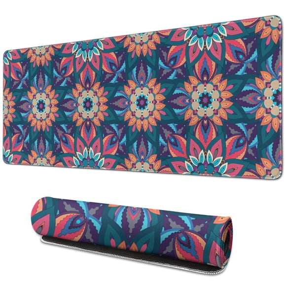 Performore Mouse Pad - Vibrant Mandala Design - Enhances Gaming Experience - Non-Slip Rubber Base - Large Size, 31.5x11.8 Inch