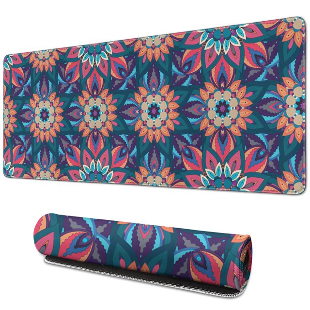 Performore Mouse Pad - Vibrant Mandala Design - Enhances Gaming Experience - Non-Slip Rubber Base - Large Size, 31.5x11.8 Inch