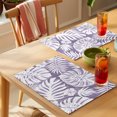 thumbnail image 4 of Palm Tree Monstera Placemats Set of 4 Purple White Leaf Boho Botanical Tropical Place Mats Indoor Wipeable Table Mats Washable Cloth Dining Table Placemats for Kitchen Holiday Party Decor 13x19 Inch, 4 of 9