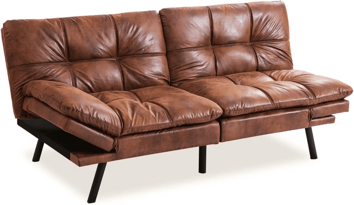 Convertible Armless Futon Sofa Bed,3" Memory Foam Modern Loveseat Couch,71" L Sleeper Sofa Bed,Small Splitback Modern Faux Leather Futon Sofa