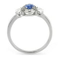 thumbnail image 3 of Womens Silver Rings No Plating 316L Stainless Steel Ring with Synthetic Spinel in London Blue DA337, 3 of 5