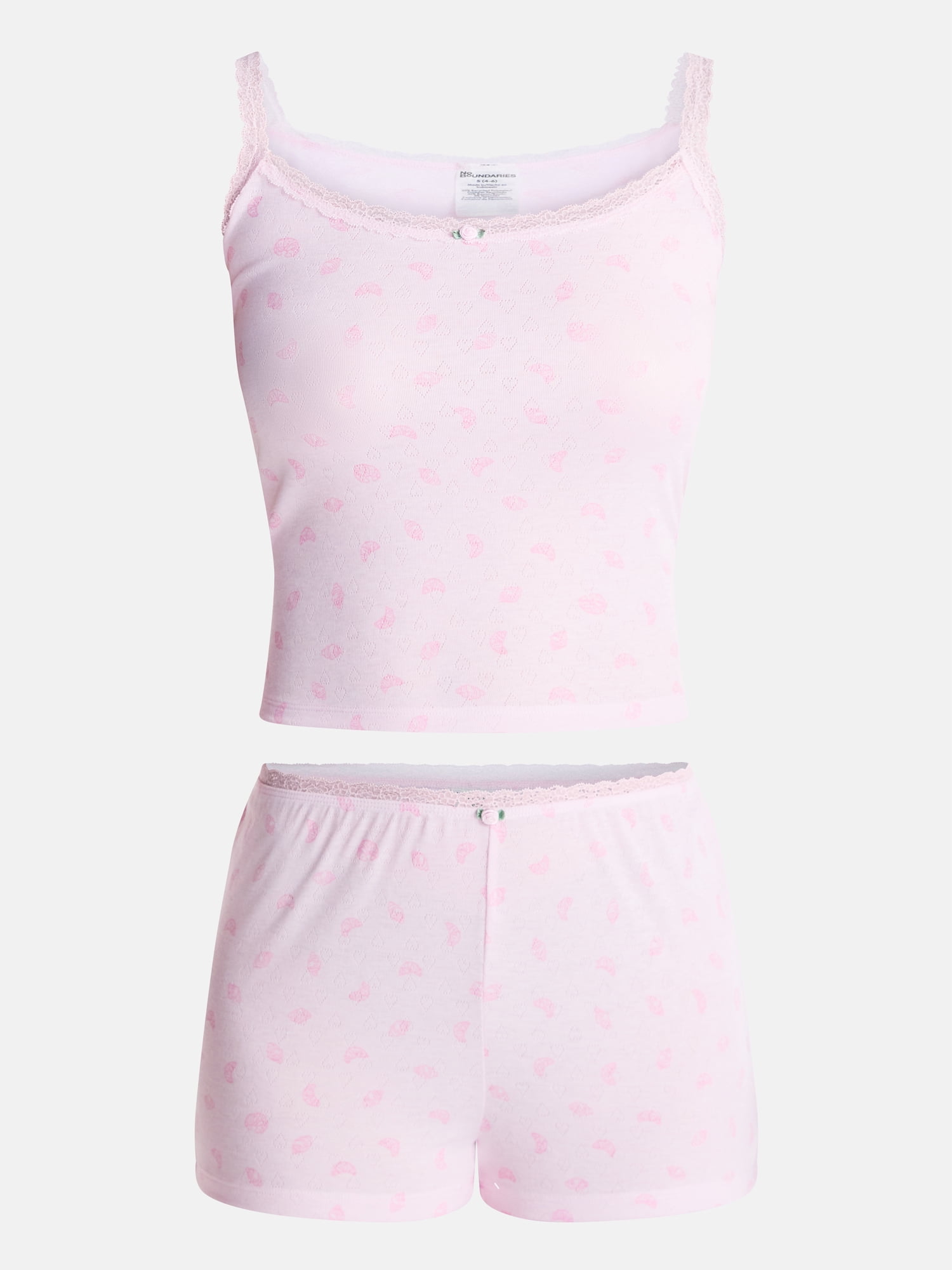 No Boundaries Sleep Top and Shorts Pajama Set, 2-Piece, Women’s XXS-3X