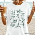 thumbnail image 2 of Retro Birds Nature T-Shirt, Vintage Green Bird Illustration Tee, 2 of 5