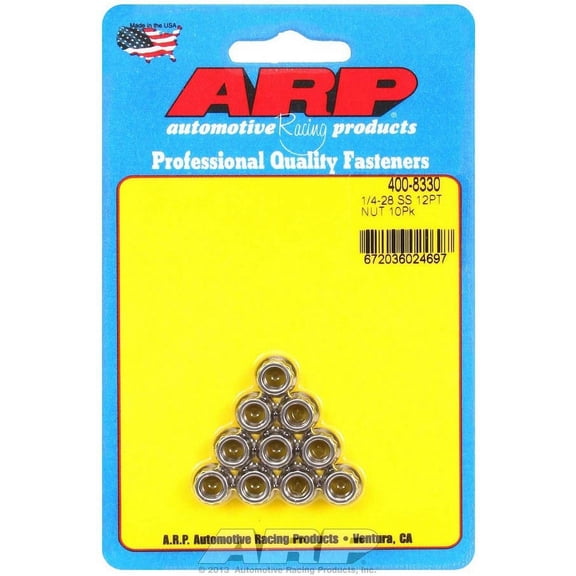 ARP 400-8330 1/4"-28 Stainless Steel Nut - 10 Piece