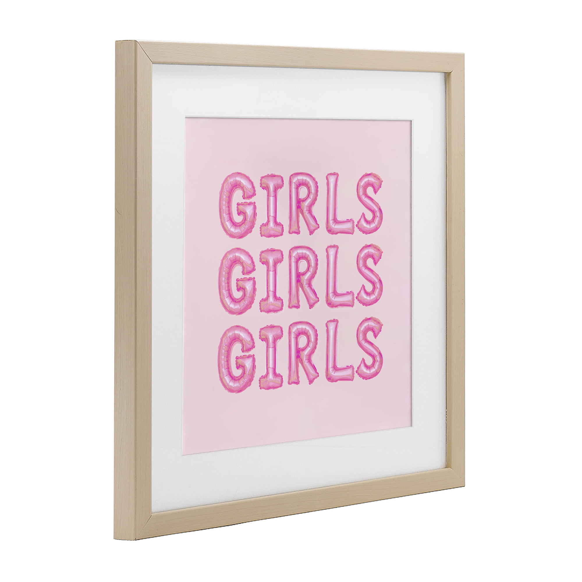 Stupell Industries Girls Letters Party Balloons Birch Framed Print Under Glass, design by LISH Creative
