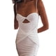 thumbnail image 2 of Txlixc Vestido largo ahuecado para mujer, sin mangas, de color sólido, de corte bajo, fruncido, de una pieza, vestido ajustado sin espalda con abertura alta Txlixc Moda, 2 of 9