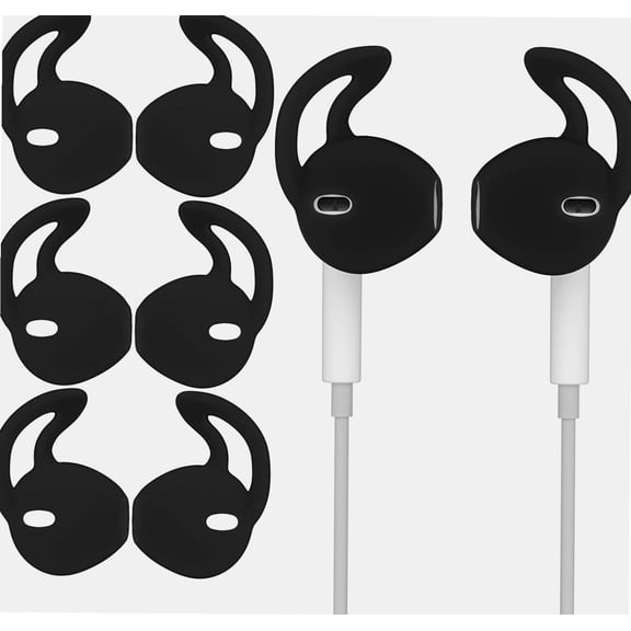 Ear Gel Covers Anti-Slip Silicone Soft Replacement Sport Earbud Tips Comfortable 4 Pairs (Jet Black)