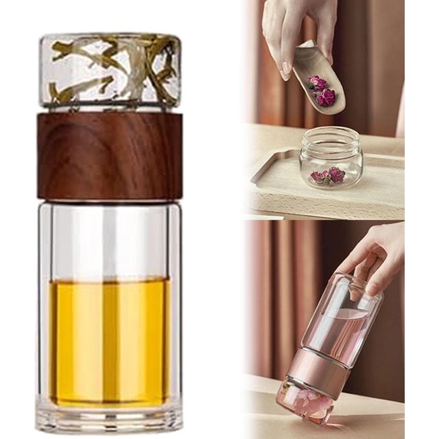 Infusifie - Infusifie Tea Infuser, 2025 New Tea Infuser Bottle, Portable Glass Tea Infuser Bottle, For Loose Leaf Tea (1Pcs* Wood Grain)