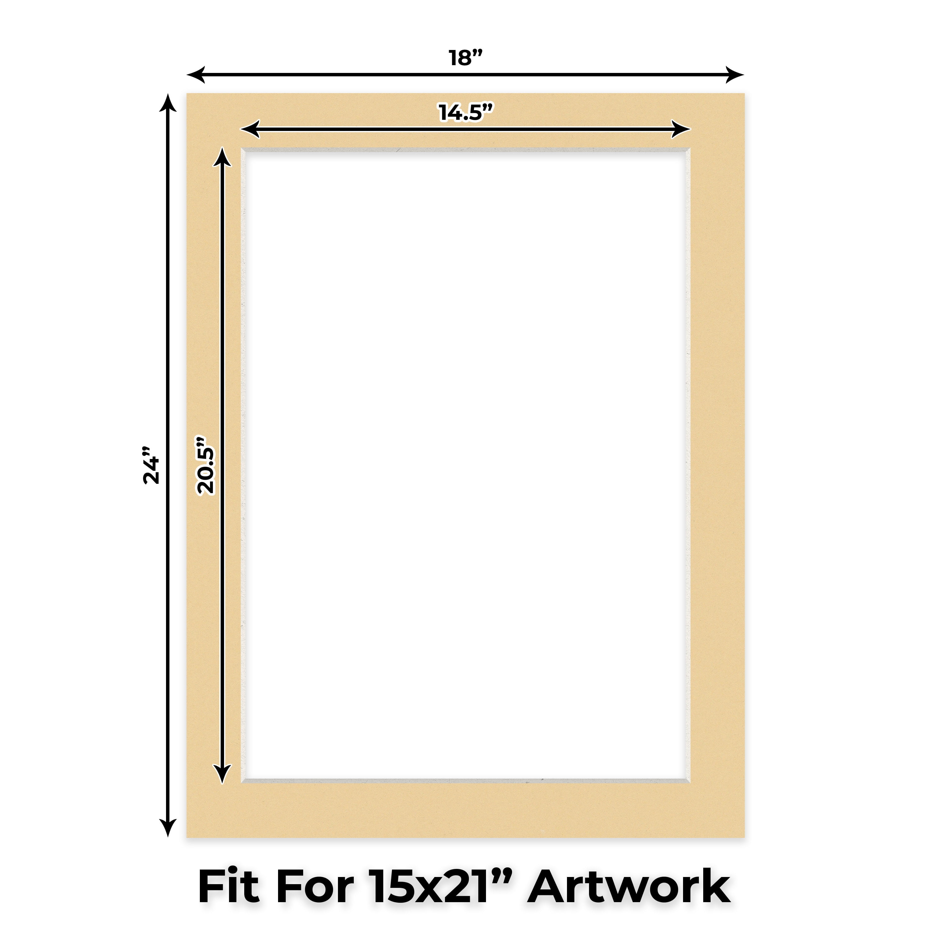 Beige Picture Frame Mat for 18x24 Frames - Fits 15x21 Photos - 25 Mats