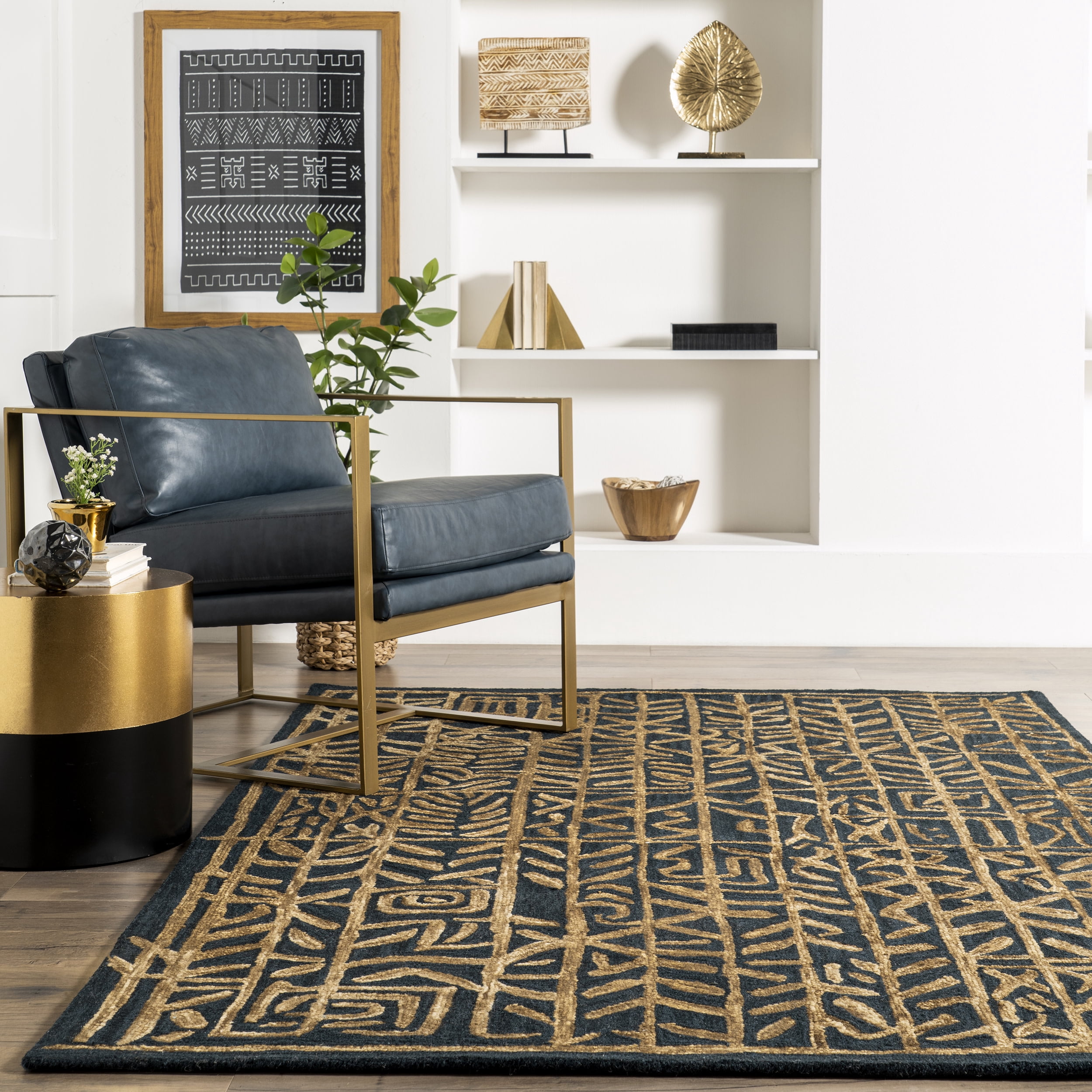 nuLOOM Véronique Transitional Vines Wool Area Rug, 8' x 10', Navy