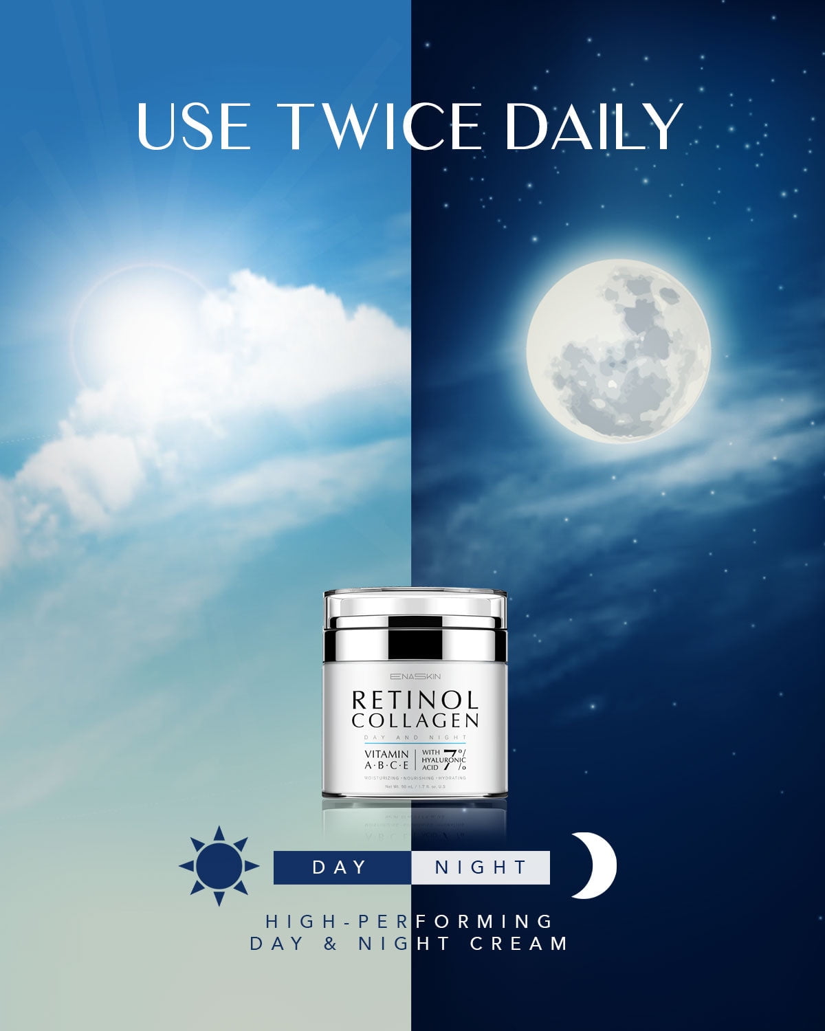 Enaskin Naturals Retinol Collagen Day and Night Face Cream, Skincare Face Moisturizer, 1.7 fl oz