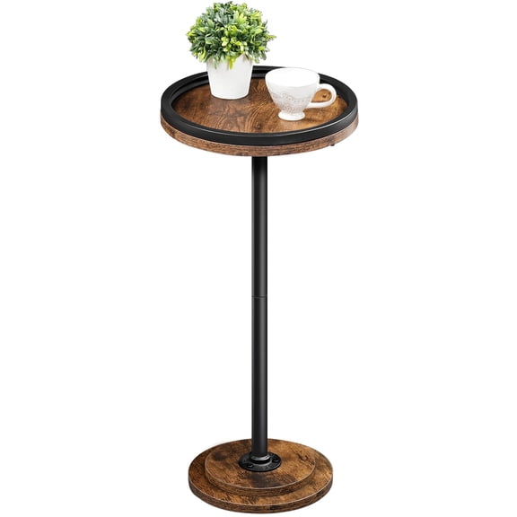 MEHOOM Round Side Table, Rustic Brown Drink Table for Small Spaces, Modern Accent End Table for Living Room, Bedroom