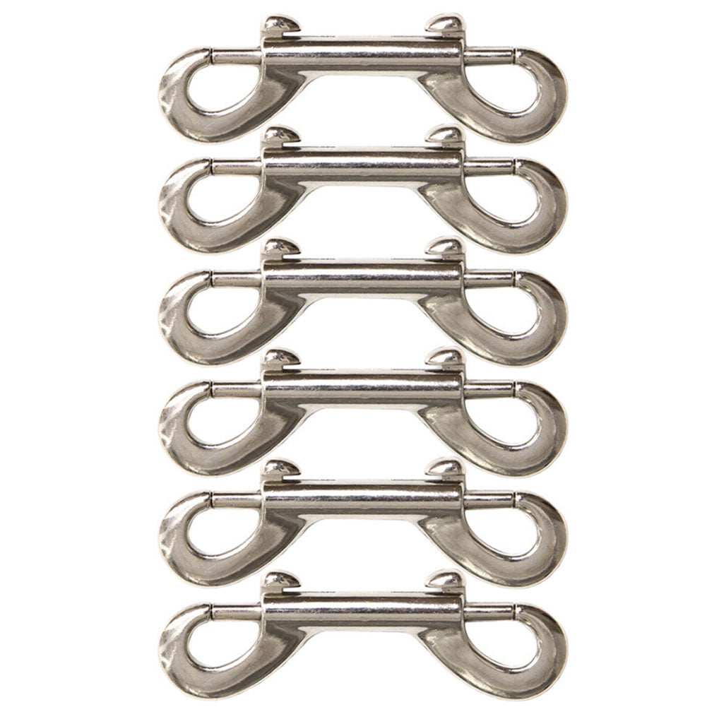 8x Double Ended Spring Loaded Clips Zinc Alloy Nickel Plated Snap Hooks 90mm 