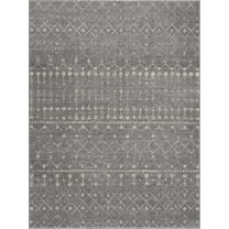 BoutiqueRugs Tigris Light Gray Moroccan Trellis Area Rug - Gray, Navy, Ivory - 5'3" x 7'