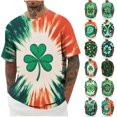 thumbnail image 1 of JURANMO Chemise Homme Saint-Patrick Été 2025 Manches Courtes T-Shirts Mode Imprimé Trèfle Hauts Décontractés Col Rond Chandail Vert G Prime Aujourd'hui, 1 of 6