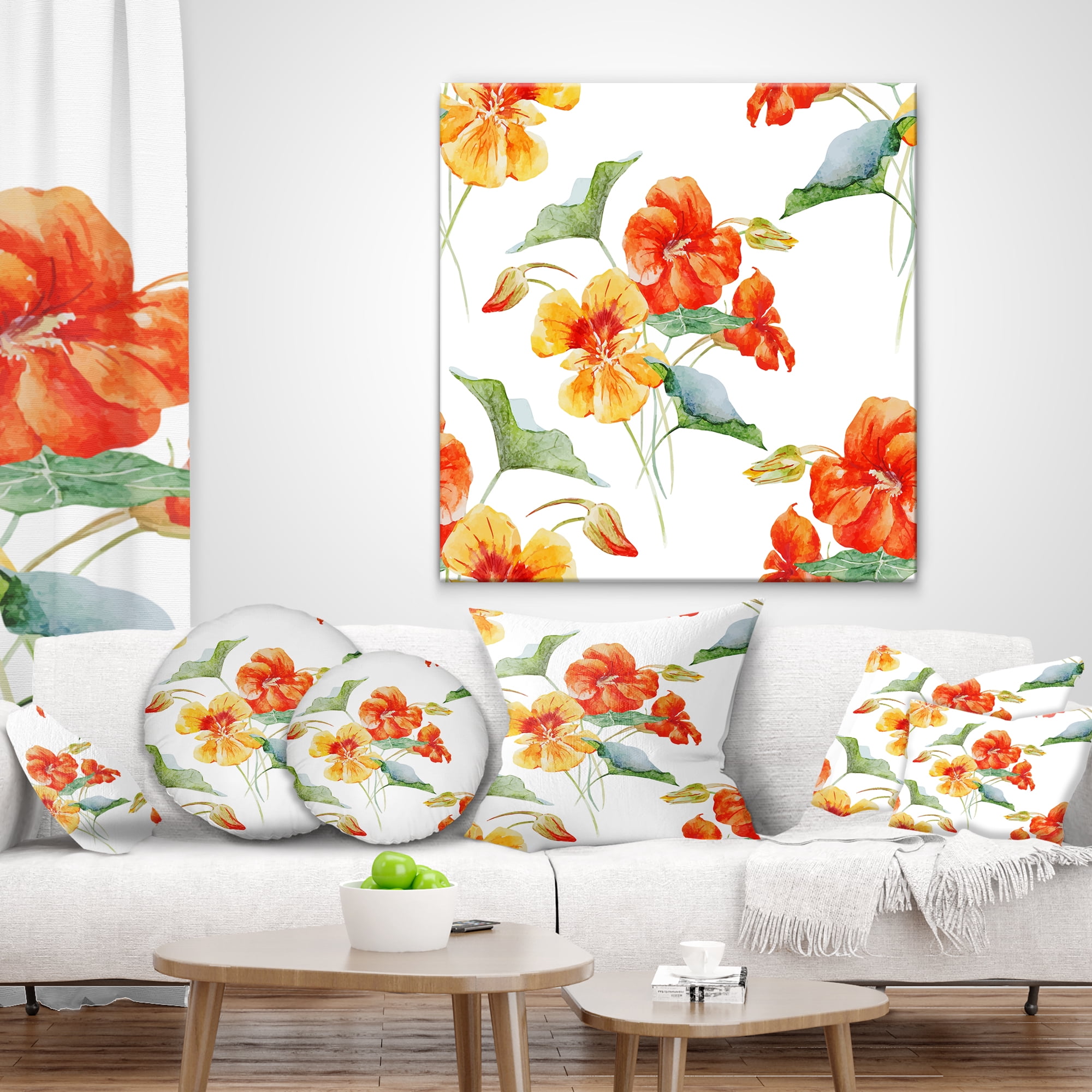 Designart 16" x 16" Orange Polyester Throw Pillow