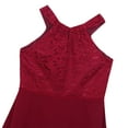 thumbnail image 7 of Runhomal Kids Chiffon Sleeveless Floral Lace Flower Girls Dress Wedding Birthday Party Pageant Maxi Burgundy 6, 7 of 7