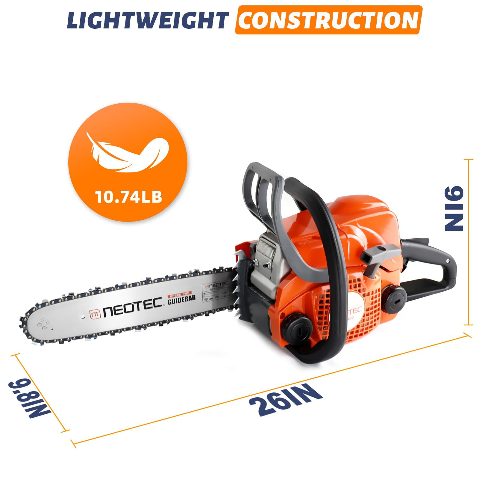 NEOTEC 31.8cc Gas Chainsaw,14 Inch Gasoline Powered Chain Saw 2-Stroke Gas Chainsaws,Durable Portable Chain Saw for Wood Cutting,Tree Pruning and Firewood Preparation NS832