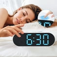 thumbnail image 3 of REGALWOVEN Oval Alarm Clock with Nightlight, Dimmable, 12/24H,USB Port, Wireless Charging, Decorate for Bedroom 7.1 x 3.1 x 2.4 inch Blue, 3 of 6