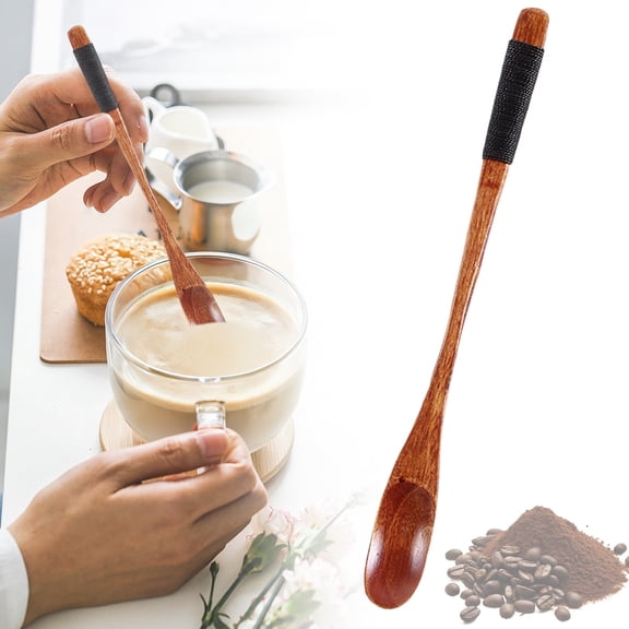 Coffee Spoon Wooden Spoons for Cooking Honey Server Tea Coffee Stirring Spoons Paint Color Honey Tea Scoops Long Handle Coffee Accessories,Coffee, Tea and Espresso(D)