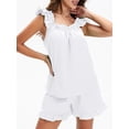 thumbnail image 3 of KelaJuan Womenacute;s Summer 2PCS Pajamas Sets Sleeveless Backless Sling Vest + Solid Color Ruffle Shorts, 3 of 6