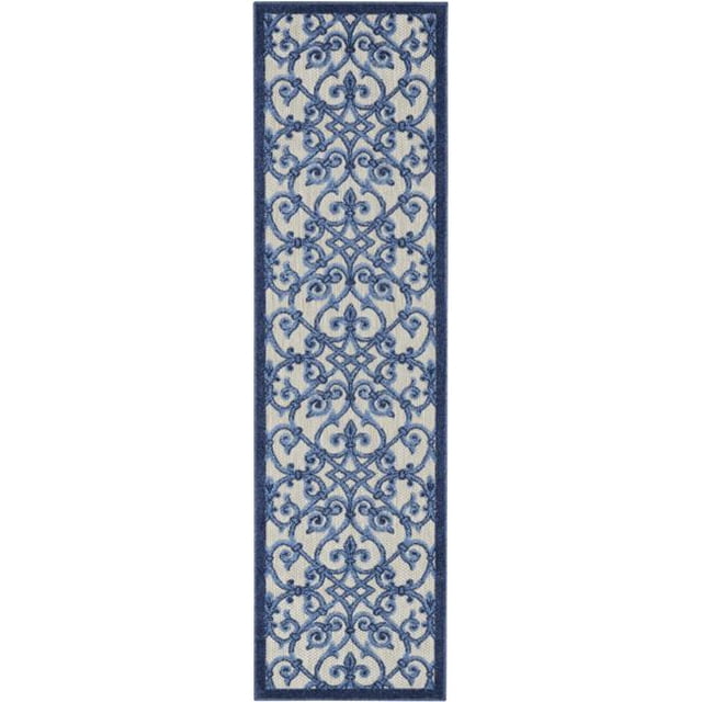 2 x 6 ft. Gray & Blue Indoor & Outdoor Runner Rug