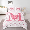 thumbnail image 3 of Homewish Initial M Letter Full Size Comforter Sets for Girls, Pink Watercolor Bowknot Bedding Comforter Set, Romantic Love Heart Reversible Bedding Sets, Breathable Home Decor, 3 Pieces, 3 of 8