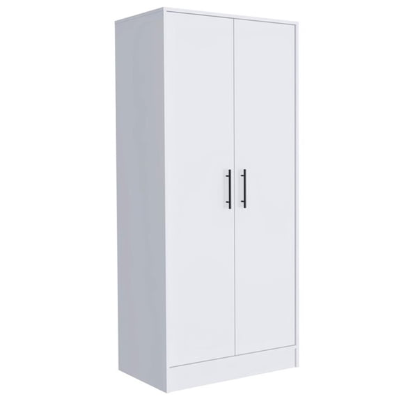 FM FURNITURE Rio 2-Door Wood Armoire with 1-Cabinet & One Hidden Drawer in White