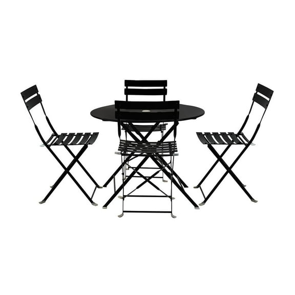 Carolina Living Bistro 36" Round Table Outdoor Set - Set of 5 - Black