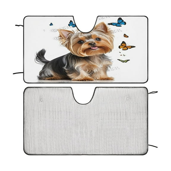 Yorkshire Terrier Dog Windshield Sun Shade for Car SUV Truck, Car Sun Shade Windshield, Car Shades for Front Windows, Sunshade for Car Windshield, Protector Blocks UV 51"x28"
