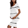 thumbnail image 6 of Zwiiyzr 2025 Women's Maternity Dress Striped Slim Short Sleeve Tank Dresses Scoop Neck Pregnancy Bodycon Dress for Casual Wear White, 6 of 7