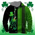 thumbnail image 2 of Kcolen Men St Patrick's Day Hooded Sweatshirt Stand Collar Irish Green Graphic Pullover Casual Jacket St Patricks Day Holiday Celebration Tops, 2 of 4