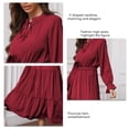 thumbnail image 4 of Vestido de cintura alta,Vestido Dobladillo con volantes Cuello en V largo Vestido de manga larga Vestido fluido de manga larga Estándares líderes en la industria, 4 of 6
