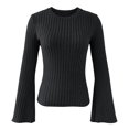 thumbnail image 6 of Likimi Womens T Shirts Crew Neck Solid Color Long Sleeve Tops For Women Casual Pullover Size S, 6 of 7
