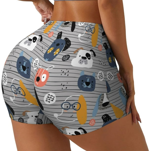 Fotbe Dog Shorts Sin Costuras – Shorts Deportivos de Cintura Alta para Mujer, Elásticos para Gimnasio, Yoga, Running o Ciclismo-Medium