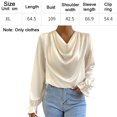 thumbnail image 2 of Camisa de manga larga de gasa para mujer, camiseta holgada con cuello en V drapeada, 2 of 6