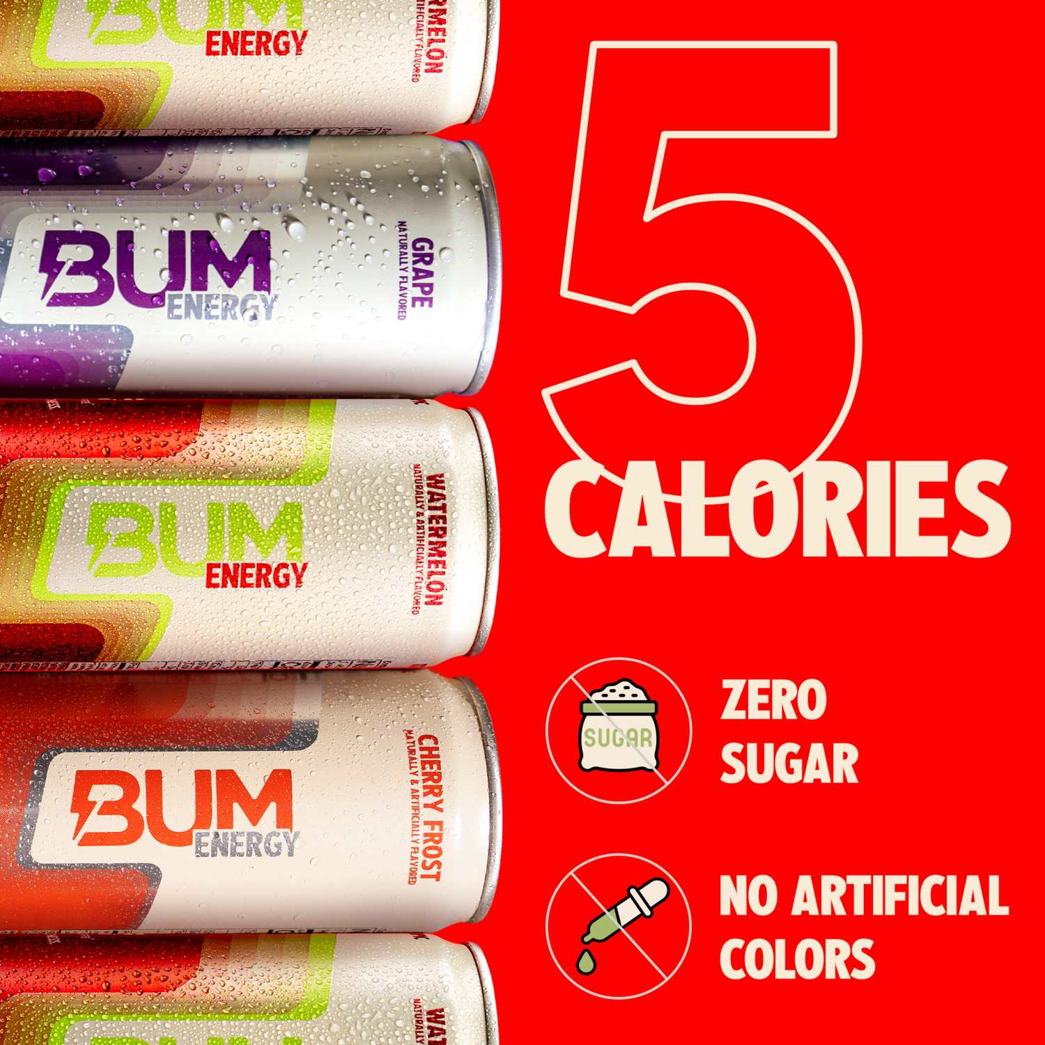 Bum Energy Fruit Pack Energy Drink, 112 mg Natural Caffeine, 12 fl oz, 12 Pack