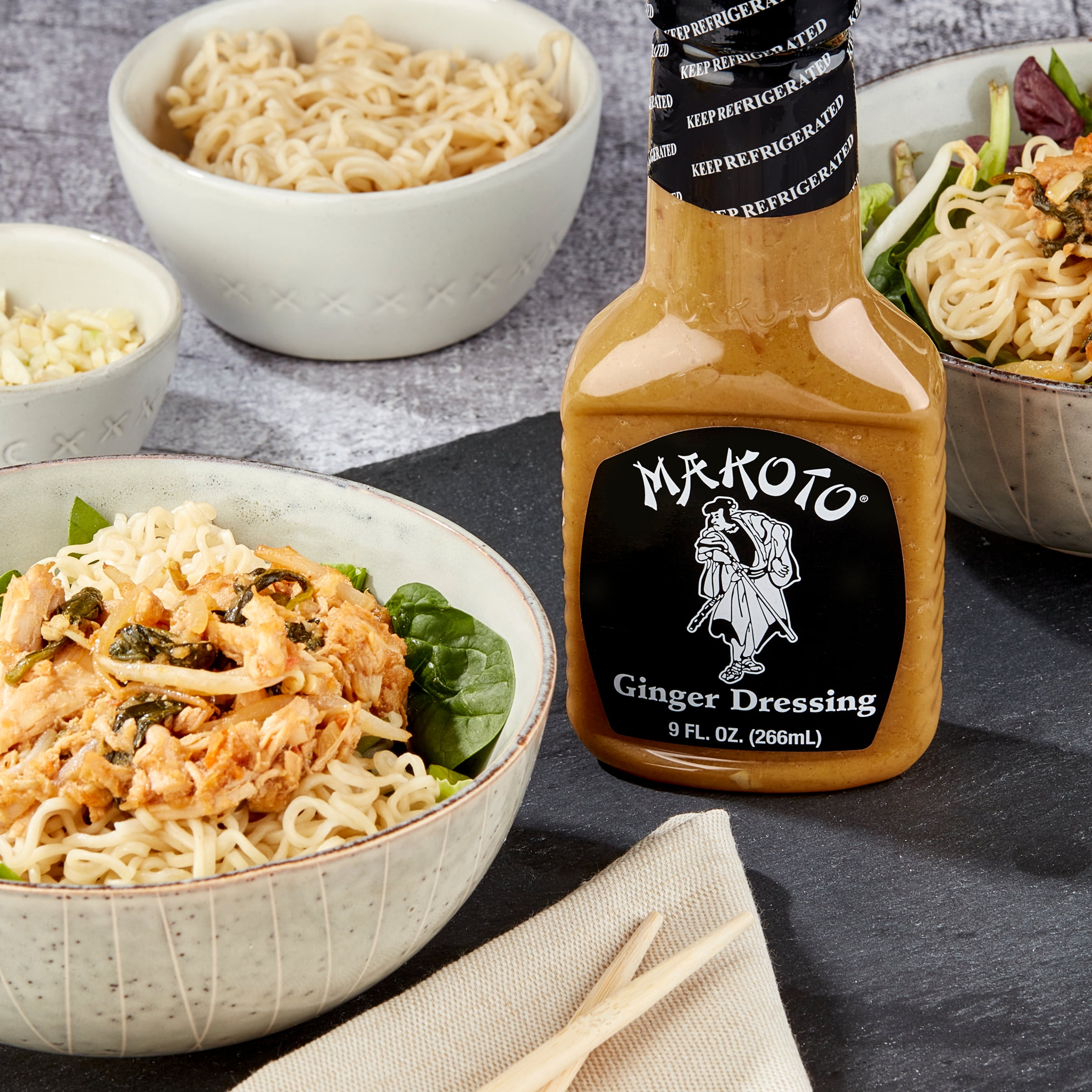 Makoto Authentic Asian Inspired Ginger Dressing, Cholesterol Free, Fresh, Refrigerated, 9 Fl oz Bottle - Walmart.com Makoto Authentic Asian Inspired Ginger Dressing, Cholesterol Free, Fresh, Refrigerated, 9 Fl oz Bottle - Walmart.com