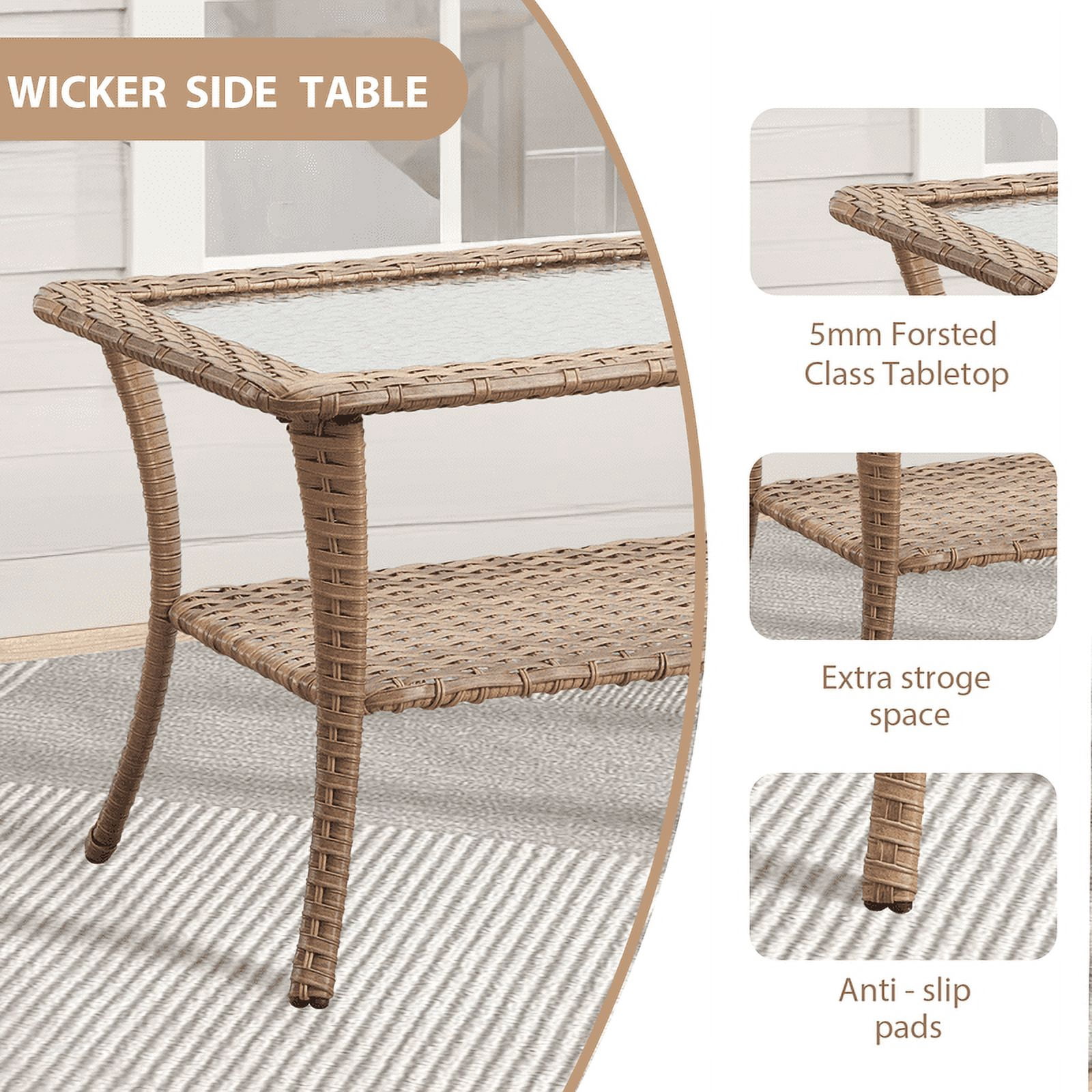 PARKWELL Sturdy and Easy Assemble Steel and Wicker Coffee Table, Yellow