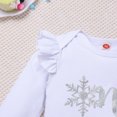 thumbnail image 5 of IDOPIP Baby Girls First Birthday Outfit Winter Snowflake One Romper+ Velvet Bell Pants Cake Smash Outfits, 5 of 8