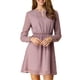 thumbnail image 5 of Vestido de fiesta de mujer Inspire Chic con escote en V, mangas largas, falda acampanada en color púrpura claro con estrellas doradas, 5 of 8