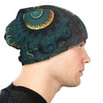 thumbnail image 6 of Beanie Hats for Men and Women, Green Mysterious Spiral Fractal Patterns Adult Unisex Knit Hat Winter Warm Skull Cap, 6 of 7