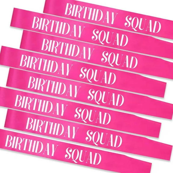 1 pcs Birthday Squad Sash, Pink with White Letter Birthday Gift Sashes for Women Funny Party Favors Decorations for 16th 18th 21st 25th 30th 40th 50th or Other Bday