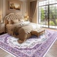 thumbnail image 6 of Homore Antique Floral Faux Wool Area Rug, 6' x 9', Purple, 6 of 8