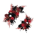thumbnail image 2 of Gothic 25.59 Inch Dark Red Wedding Arch Flowers Set of 2, Symmetrical Artificial Flower Floral Swags with Black Roses for Halloween Sign Decor, 2 of 5