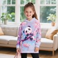 thumbnail image 3 of Xoenoiee Panda Cherry Blossom Print Long Hoodies for Girls Pullover Hoodie Dress Teenagers Lightweight Soft Sweatshirt Tops Graphic Activewear Pullover with Pocket, 7-8 Years, 3 of 7