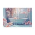 thumbnail image 5 of Mudket Framed Canvas Wall Art Blush Pink Rose Flower Blue Tile Bathroom Prints Wall Decor Romantic Floral Canvas Print Ready to Hang for Bathroom Bedroom Home Decor - 12"L x 8"W, 5 of 10