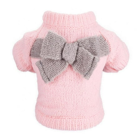 Luxury Cute Dog Clothes Warm Dog Bow Sweater for Small Medium Large Breed Pet Pink XS-XL